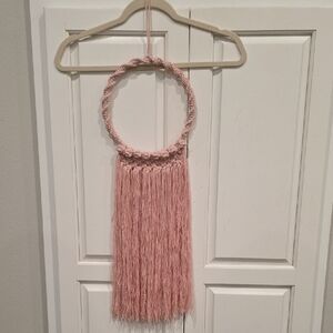 Blush Pink Bohemian-style Macrame Wall Hanging